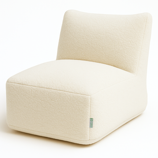 Solid Cream Sherpa Lounger Chair