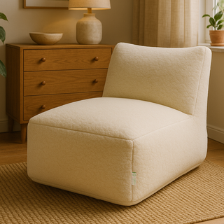 Solid Cream Sherpa Lounger Chair